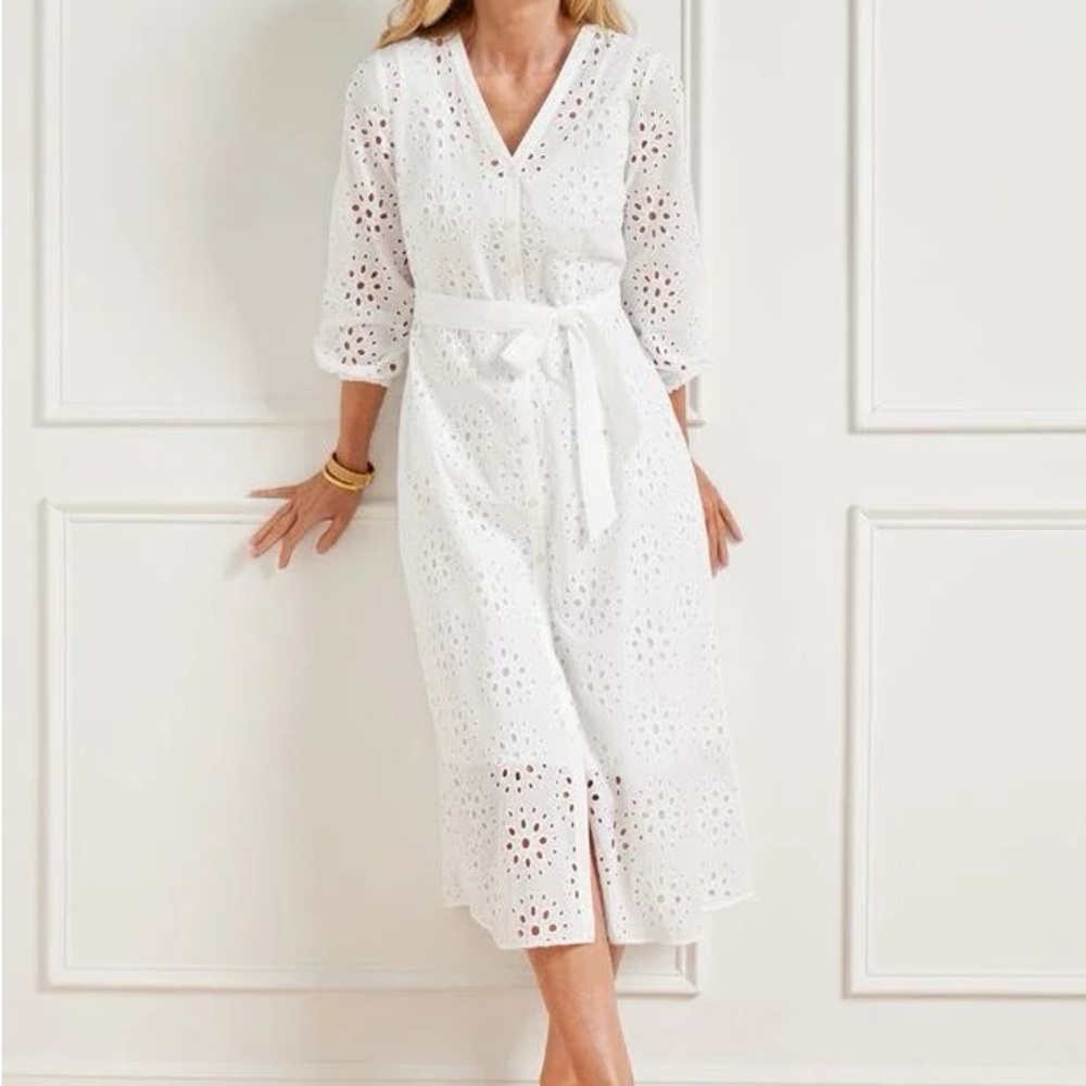 Elegant White Eyelet Dress
